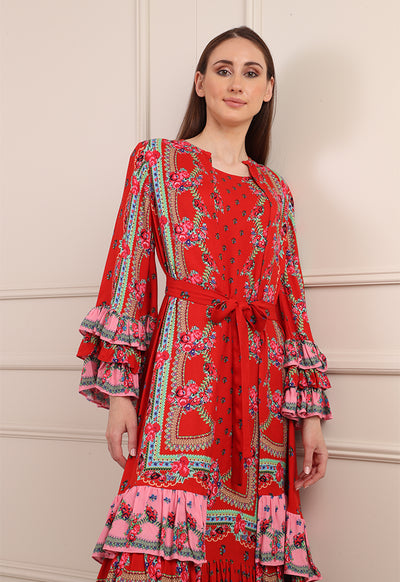 Floral Printed Frill Outerwear