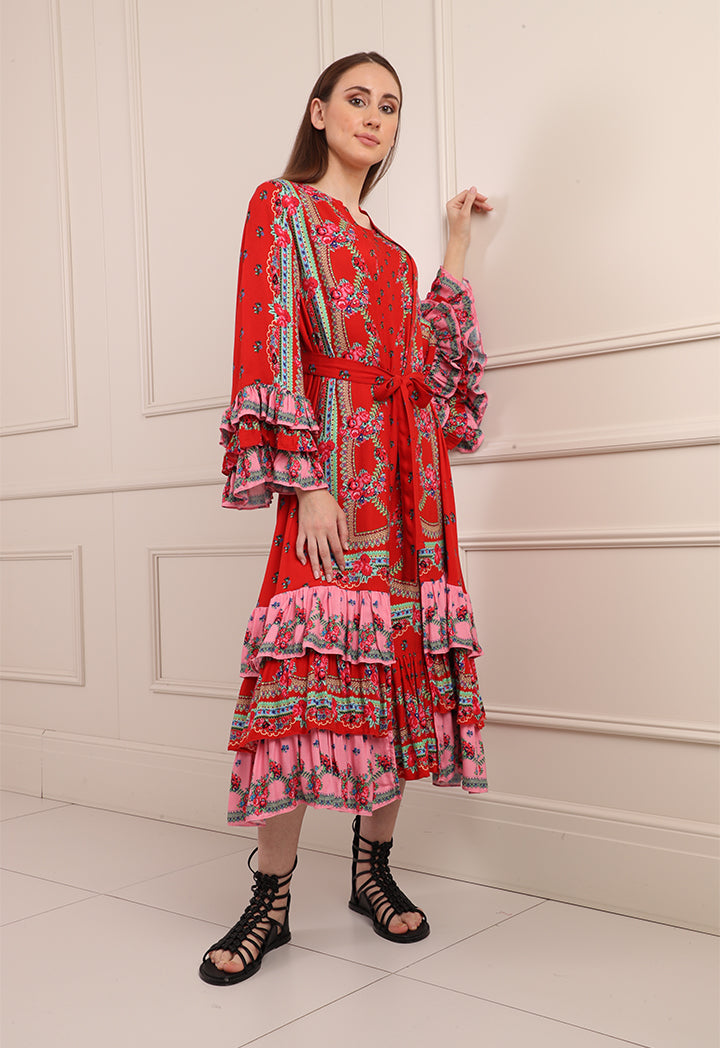 Floral Printed Frill Outerwear