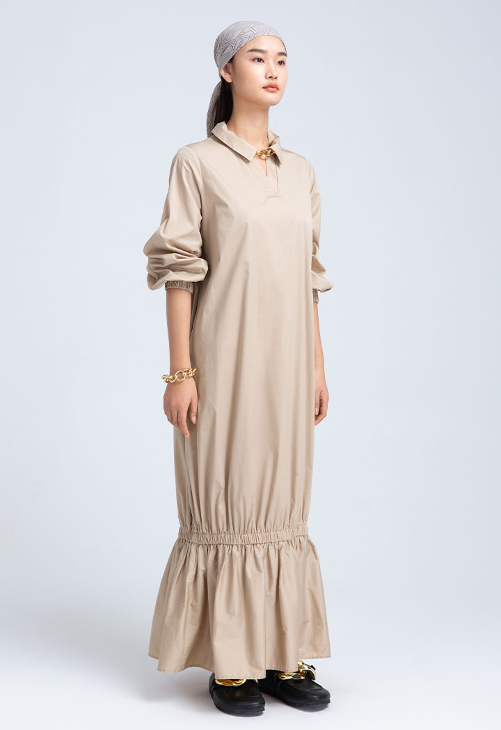 Elastic Gathered Maxi Dress