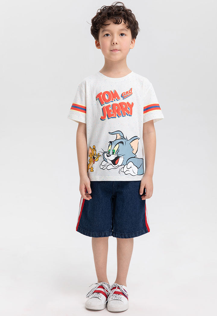 WB Tom & Jerry Melange Multicolor Dots Knit T-Shirt