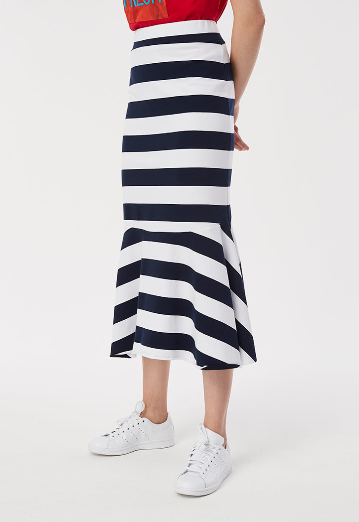 Stripe Mermaid Panel Skirt