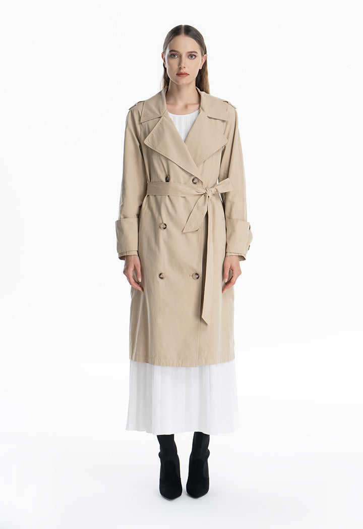 Solid Double Breast Winter Trench Coat