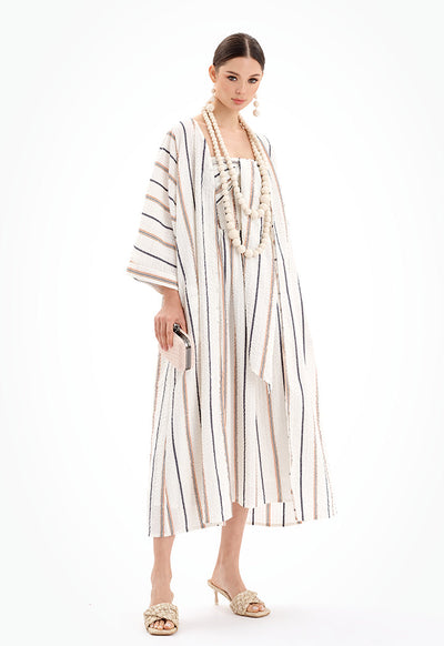 Open Front Striped Maxi Kimono - Ramadan Style