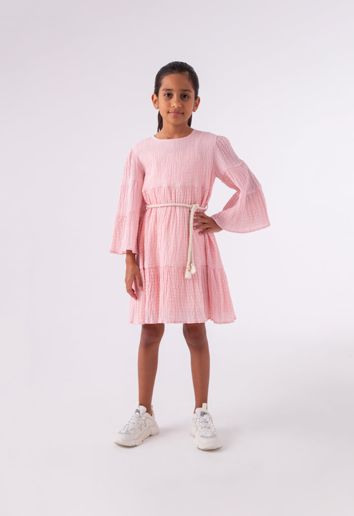 Seersucker Smock Tiered Dress