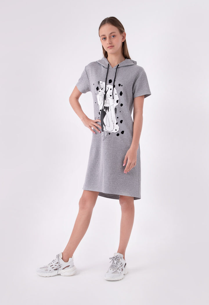 Disney Villains Cruella Rubber Gamuza Print Hoodie Dress