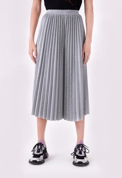 Lurex Elastic Waist Pleated Culottes Trouser