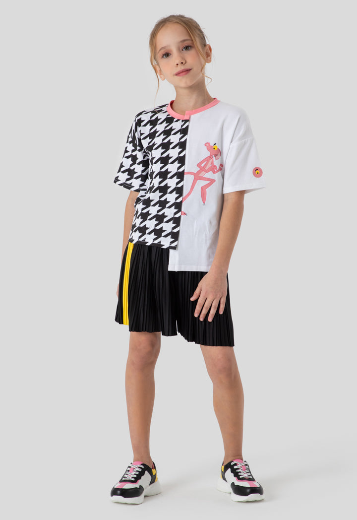 Pink Panther Houndstooth Print T-Shirt