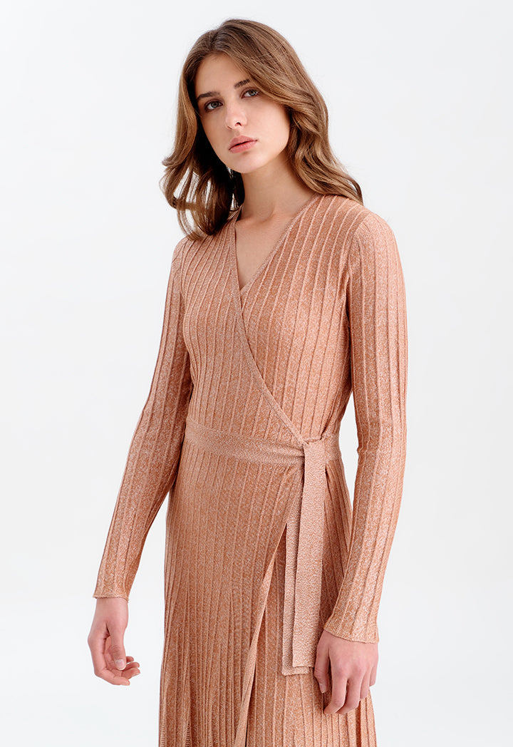 Knitted Textured Solid Tie Dress