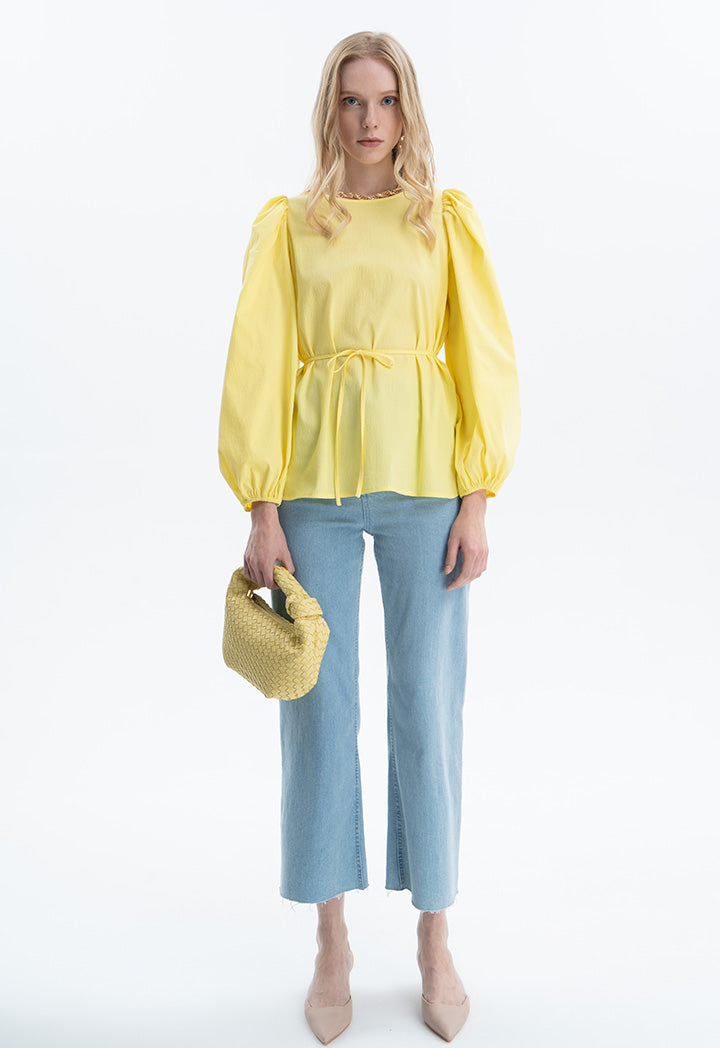 Rounded Hem Single Tone Blouse