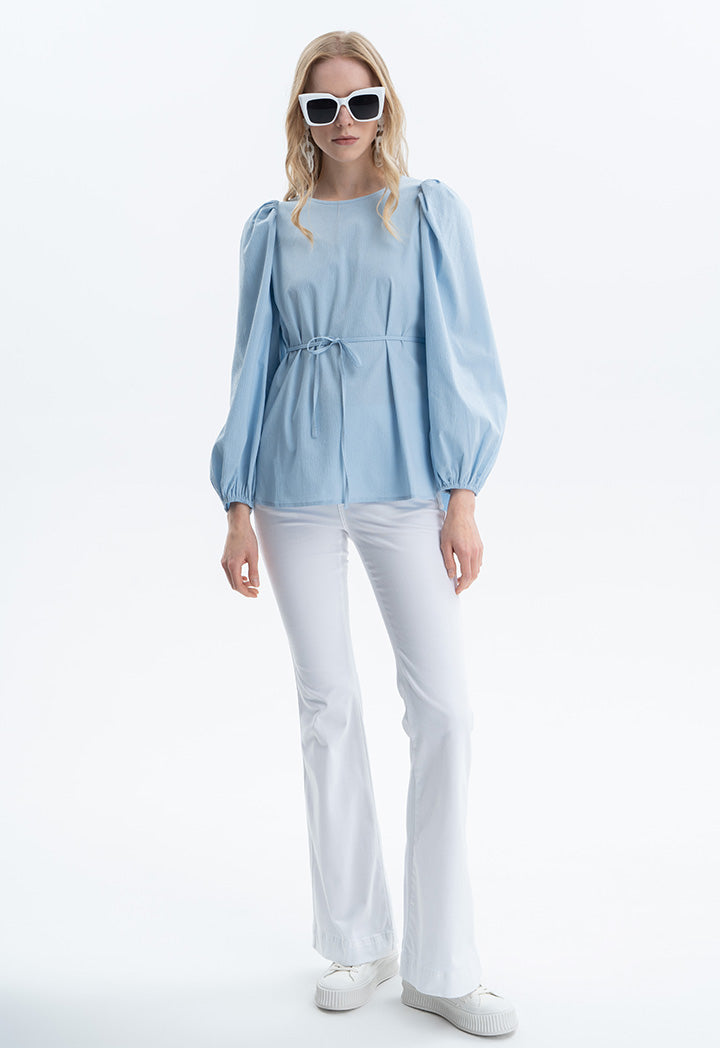 Rounded Hem Single Tone Blouse