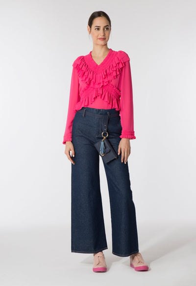 Fuchsia Frilled Blouse