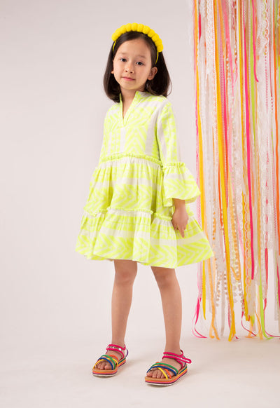 Neon Tribal Pattern A-Line Dress