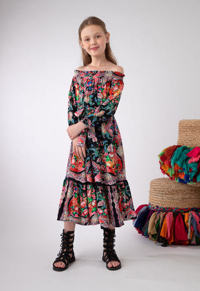 Off-Shoulder Floral Printed Dress