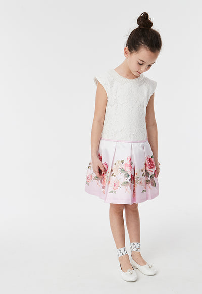 Lace Bodice Floral Dress