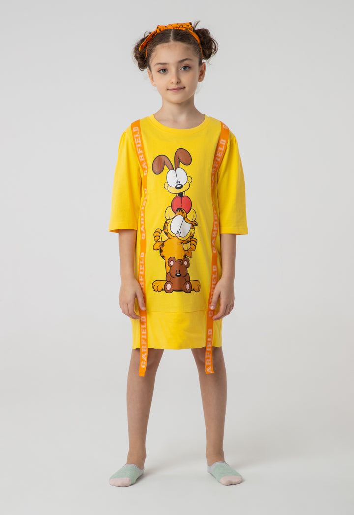 Garfield Printed T-Shirt Dress And Headband