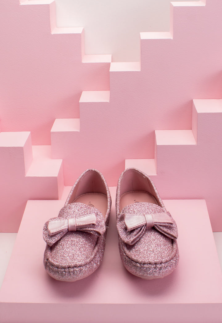 Shimmer Bow Top Loafers