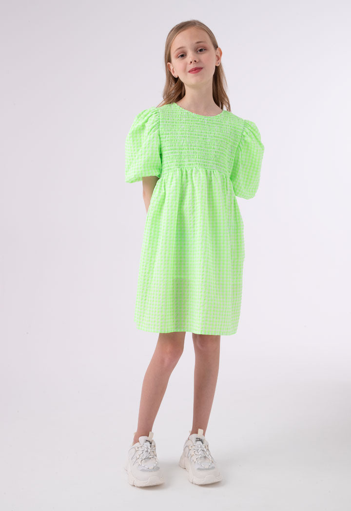 Seersucker Check Smock Dress