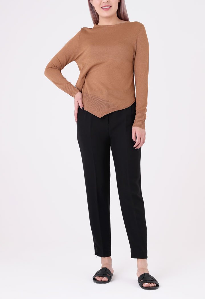 Brown Long Sleeve Knit Top