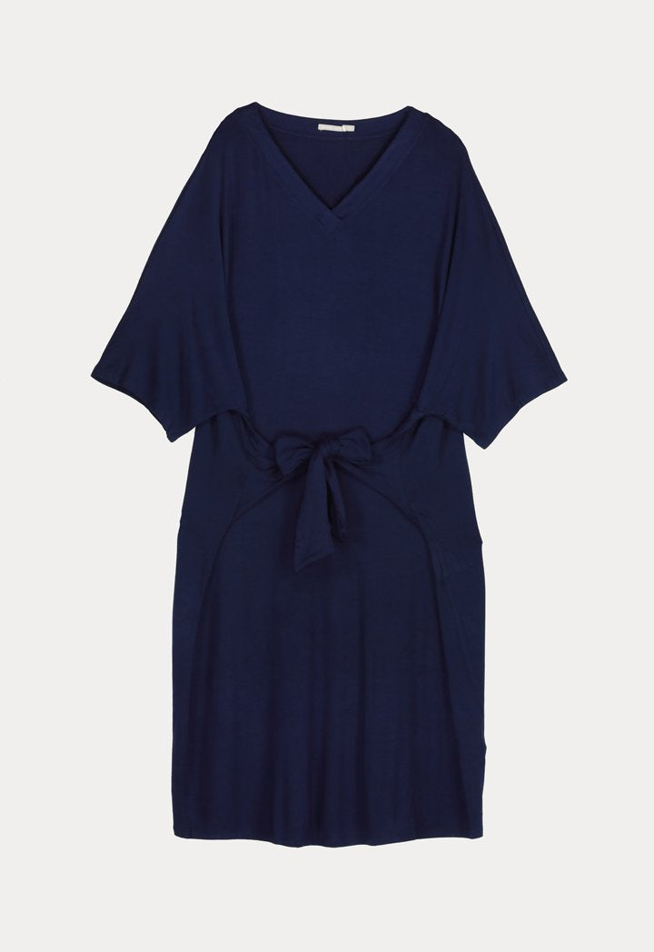 Solid V-Collar Dress