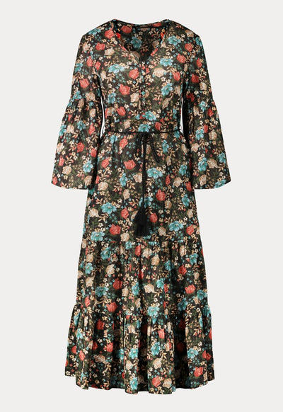 Loop Buttoned Floral Dress