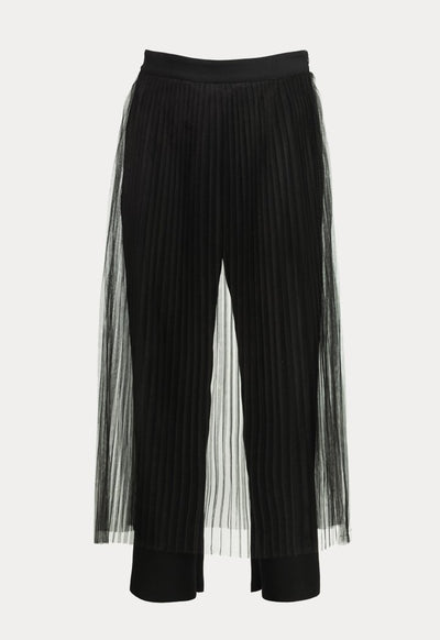 Pleated Mesh Overlay Trouser