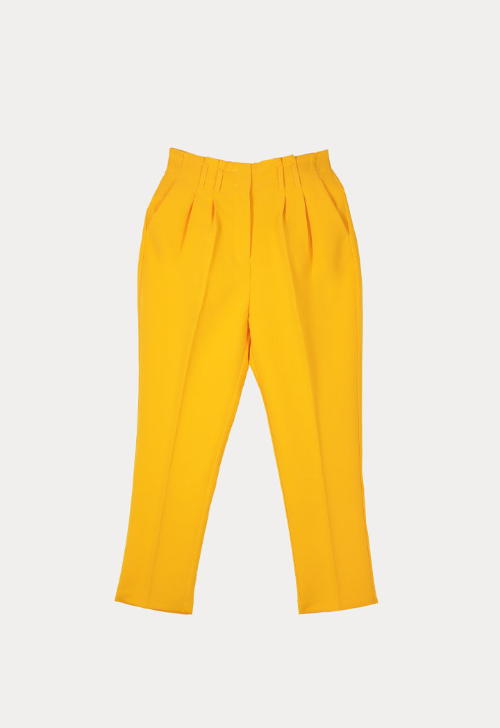 Solid Trouser With Pleated Waist