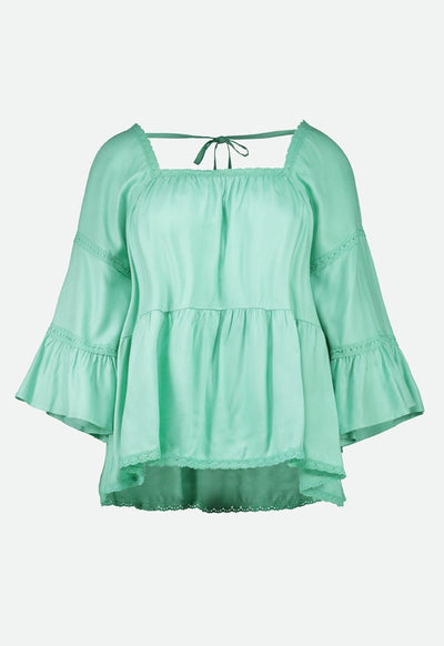 Square Neck Bell Sleeve Blouse