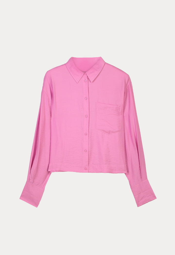 Ruched Look Loose Fit Solid Shirt