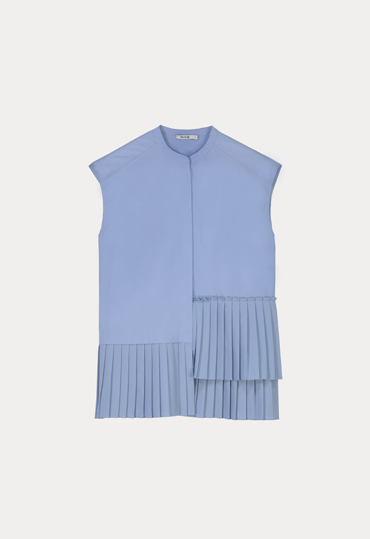 Asymmetrical pleated Hem Sleeveless Shirt