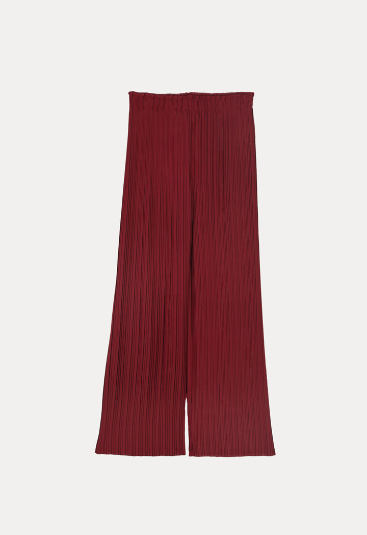 Pleated Wide Leg Solid Trouser