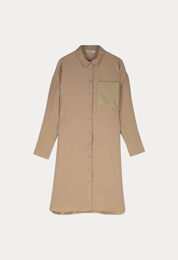 Rounded Hem Soft Tencel Shirt Dress