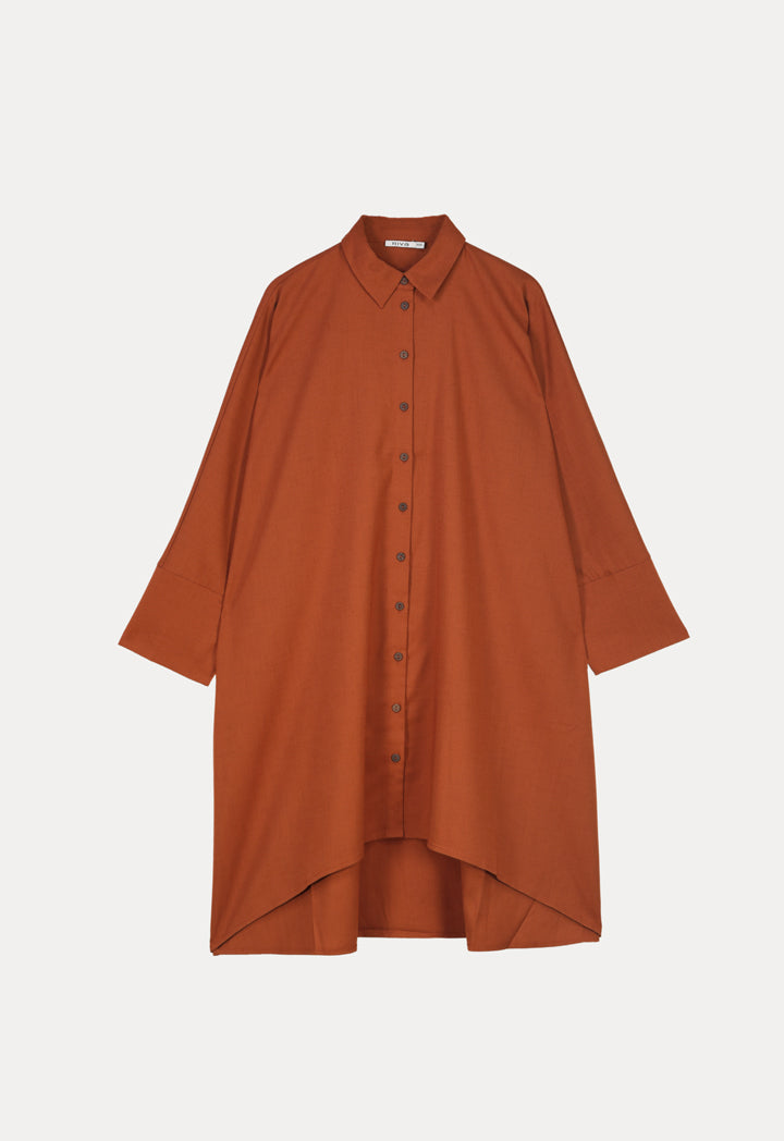 Asymmetrical Solid Button Up Shirt