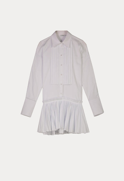 Allover Pleated Long Solid Shirt