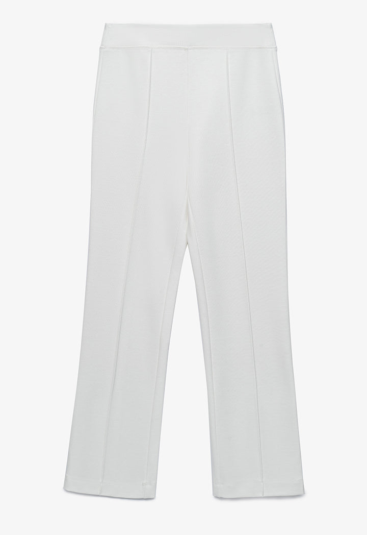 Solid Pin Tuck Stretchable Trouser