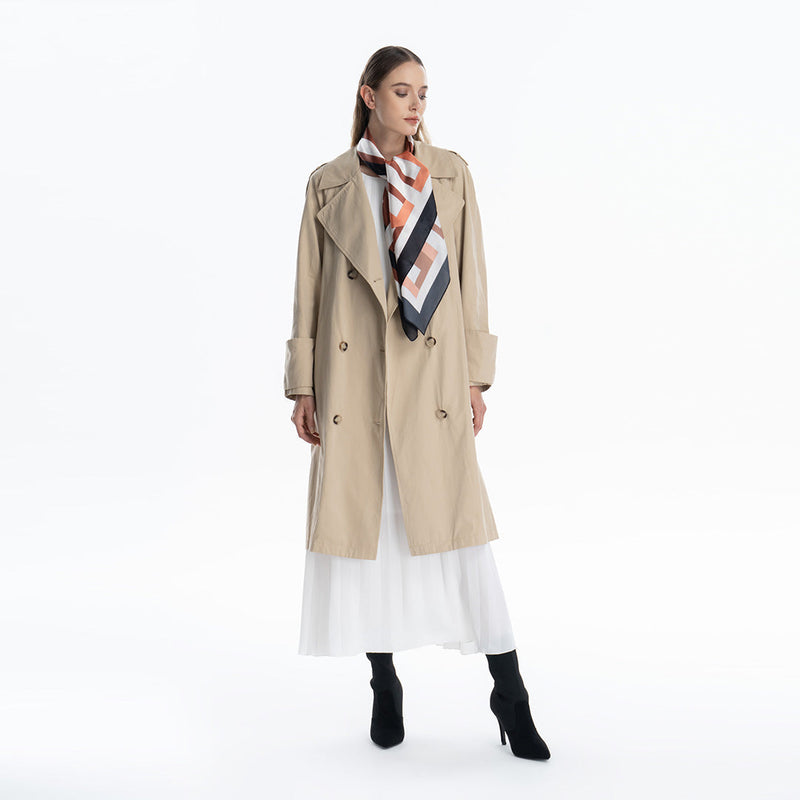 Solid Double Breast Winter Trench Coat