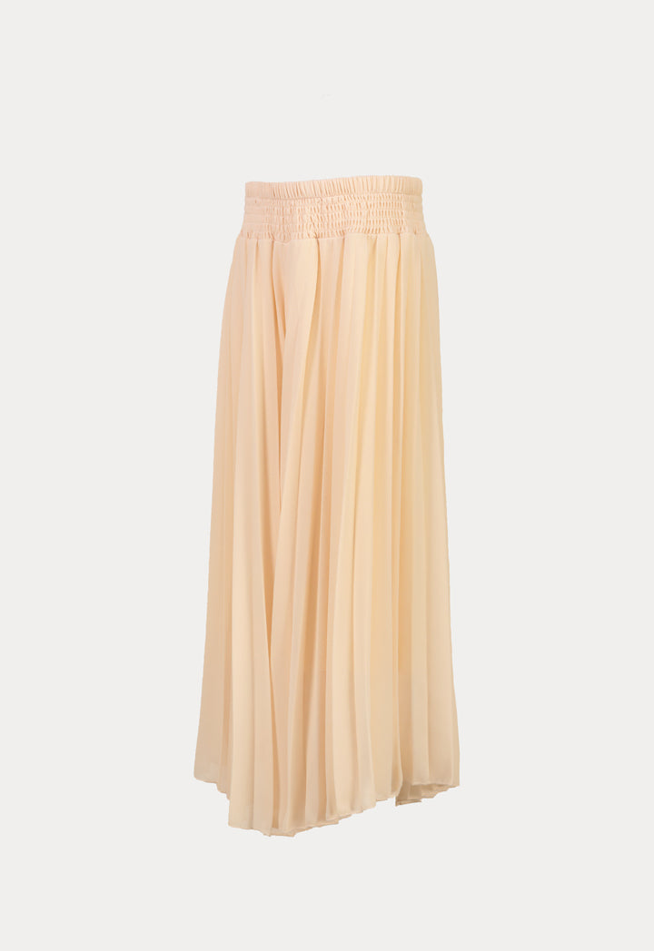 Solid Elasticated Chiffon Pleated Loose Culottes