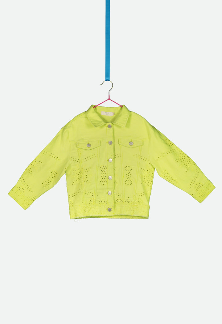 Embroidered Eyelet Green Jacket