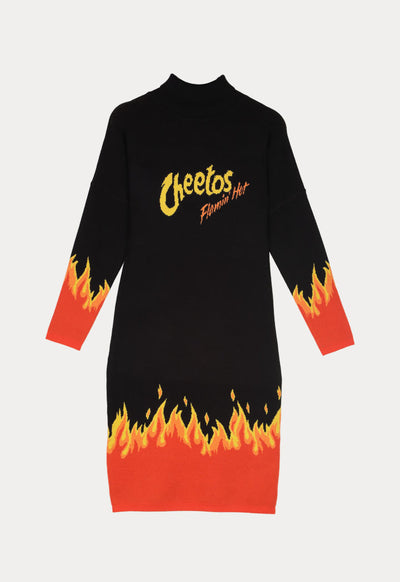 Cheetos Flame Jacquard Knitted Sweater Dress