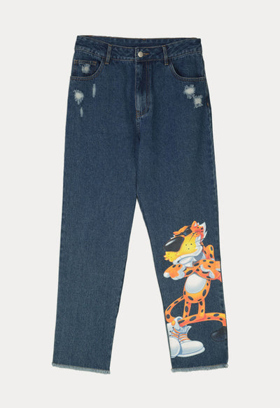 Cheetos Frayed Hem Wide Leg Denim Pants