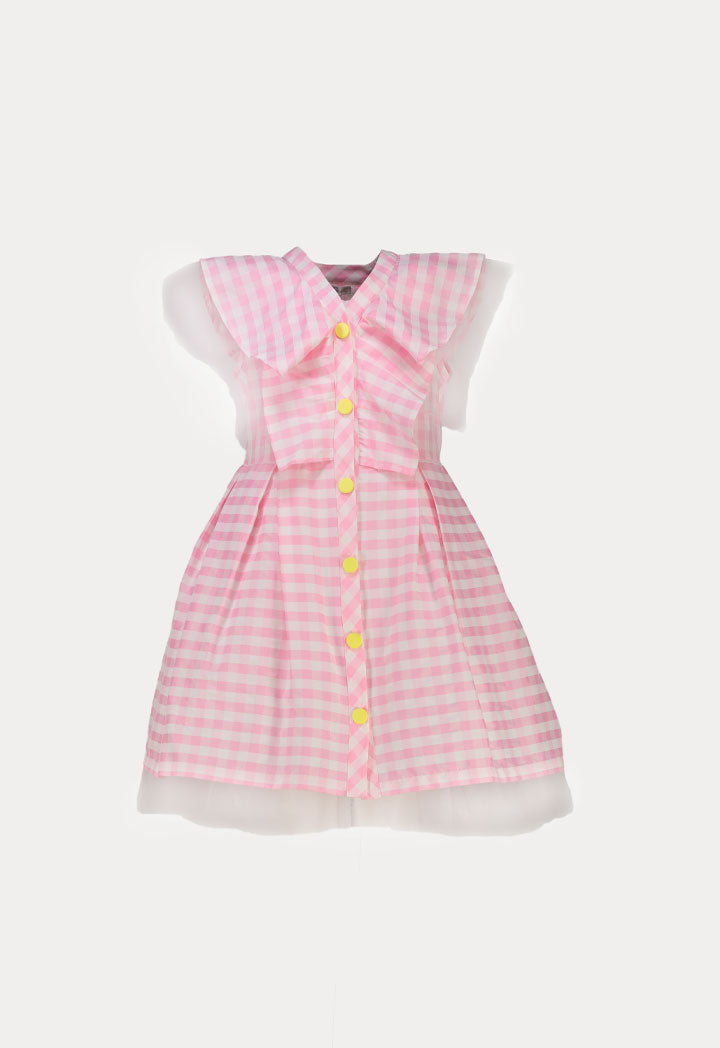 Frilled Placket Plaid Dress