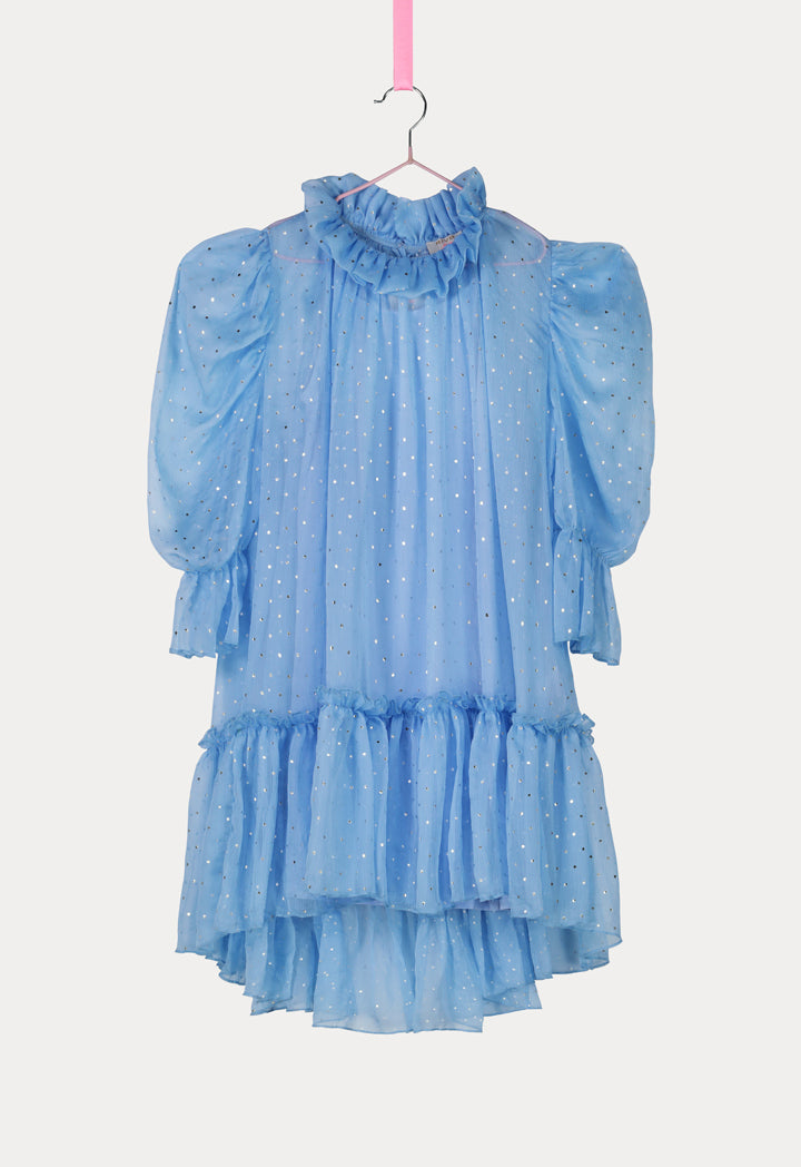 Ruffle Neckline Organza Dress