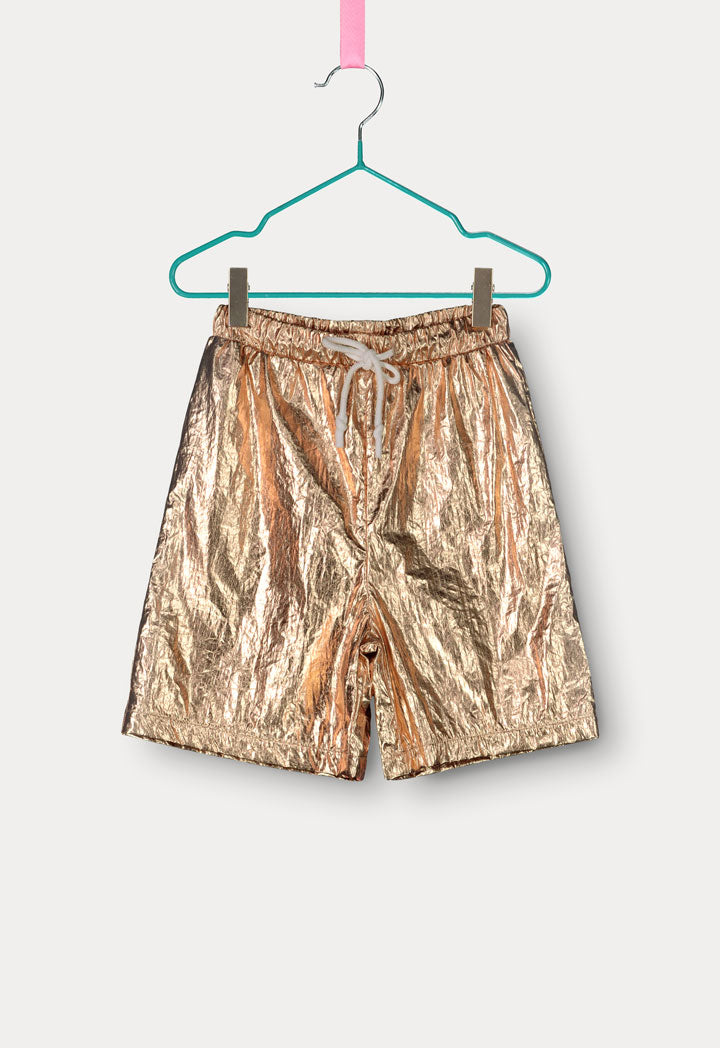 Metallic Foil Midi Shorts