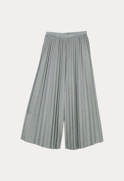 Lurex Elastic Waist Pleated Culottes Trouser