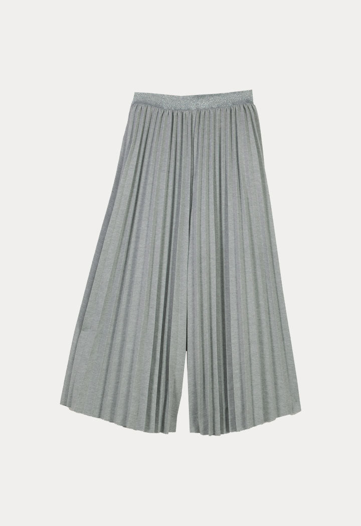 Lurex Elastic Waist Pleated Culottes Trouser