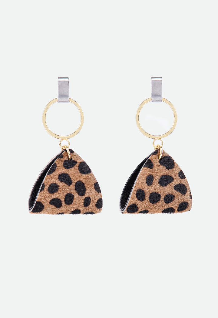 Faux Leather Animal Print Earrings