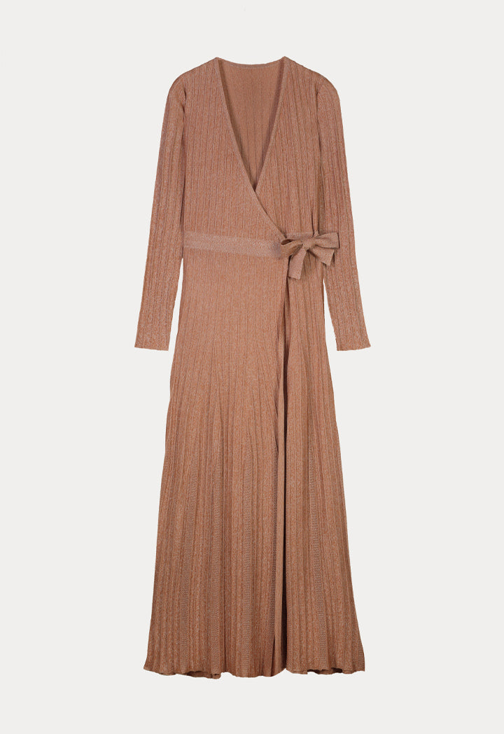 Knitted Textured Solid Tie Dress