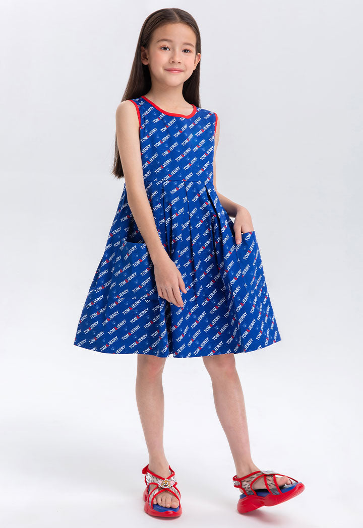 Tom And Jerry Box Pleat Printed Dress