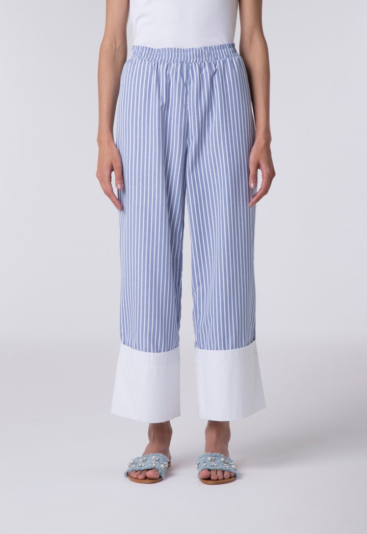 Striped Contrast Hem Culottes