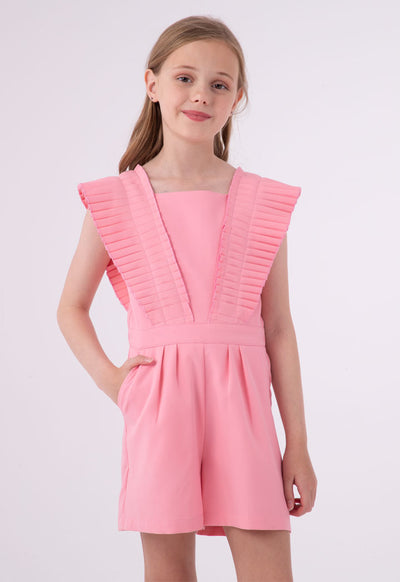 Pleated Shoulder Square Neck Jumpshort