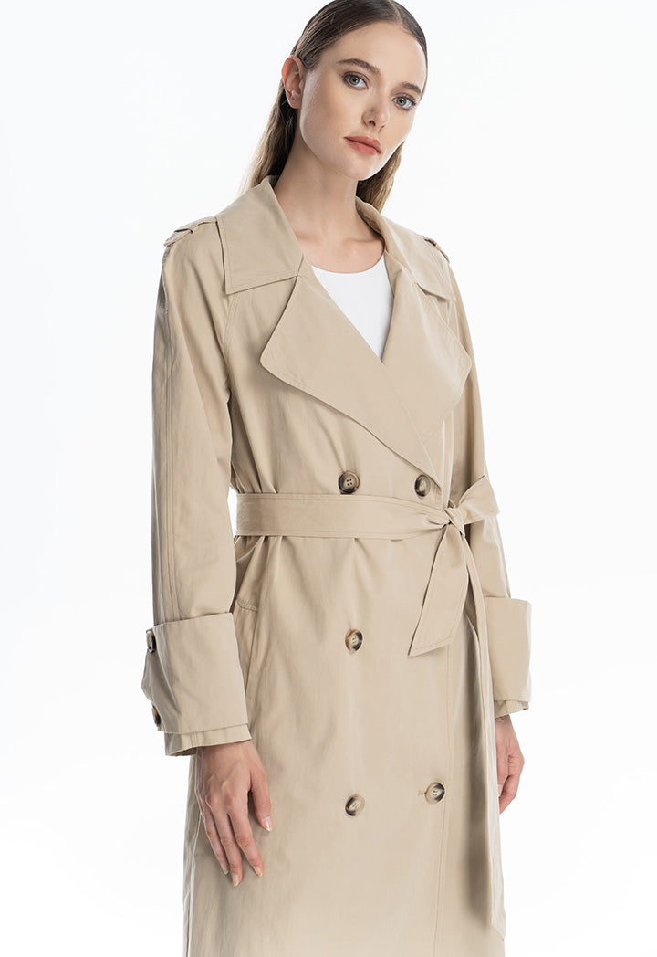 Solid Double Breast Winter Trench Coat